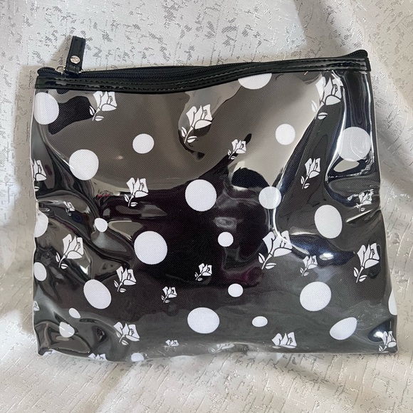Black and White Polka Dot Cosmetic Bag with Skull Accents - Picture 1 of 8